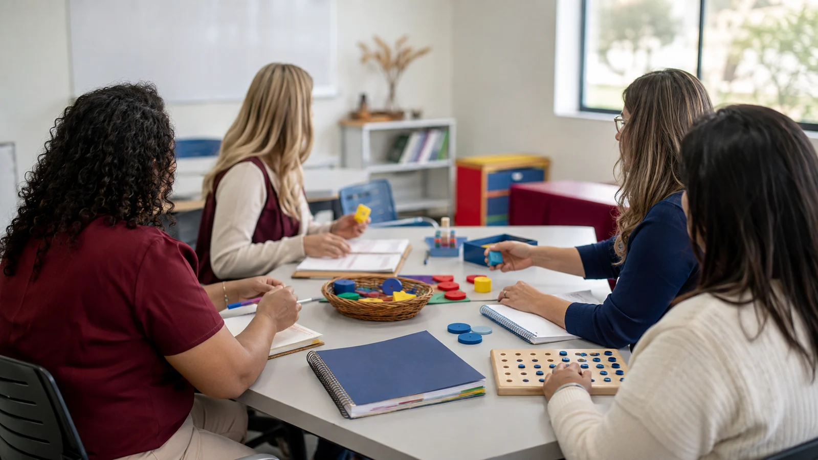 Imagem ilustrativa de educadoras em uma formação com materiais pedagógicos inclusivos